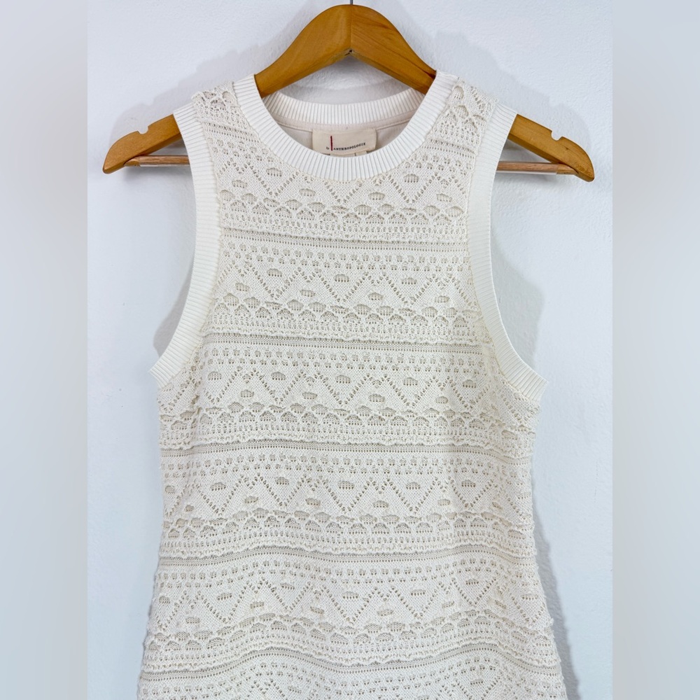 Anthropologie Textured Knit Crochet Sleeveless Mini Dress Size S - Picture 7 of 12